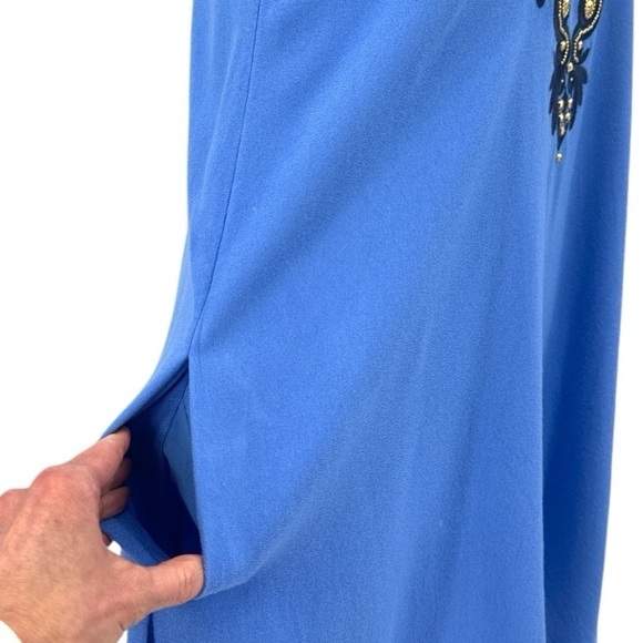 Lilly Pulitzer Owen Beaded Scallop V-Neck Swing Party Dress - Beckon Blue -Small - Picture 9 of 12